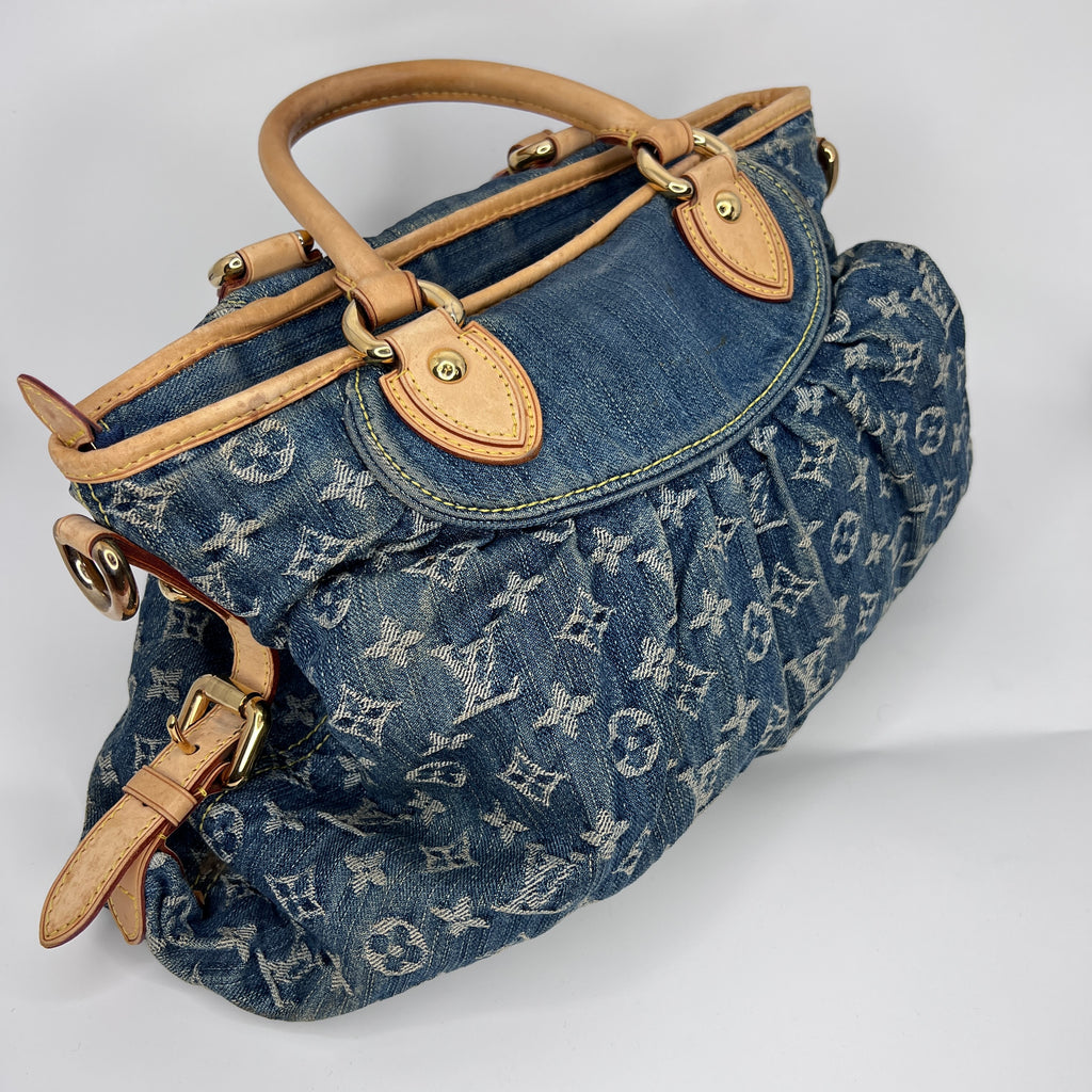 Louis Vuitton Monogram Denim Cabby MM w/ Strap - Blue Handle Bags